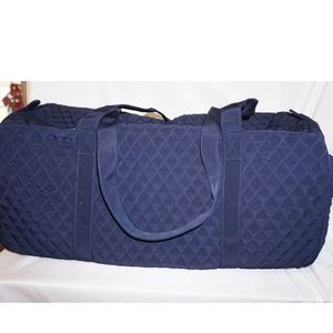 Nwt Vera Bradley Navy Blue cloth Large Traveler duffle Tote pockets zip bag
